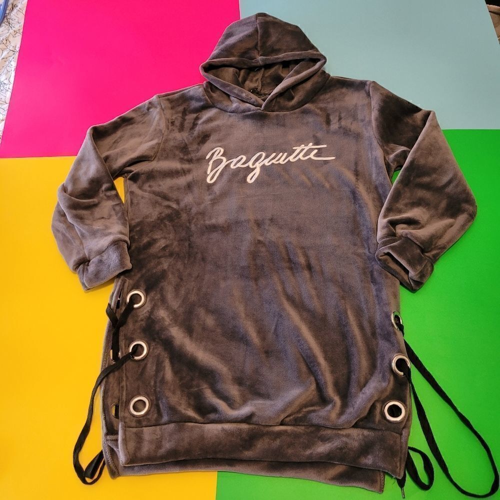 2/$20 Vintage grey winter long length hoodies sweatshirt sweater - Picture 3 of 5
